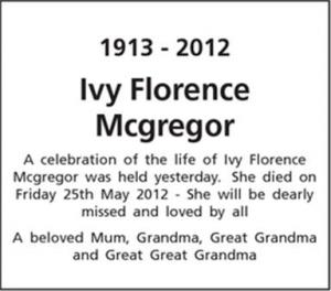 Ivy Florence Mcgregor